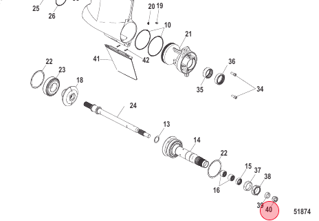 40. REAR PROP NUT - 862907