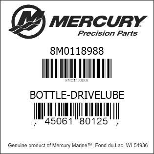 Mercury Drive Lube Bottle 8M0118988