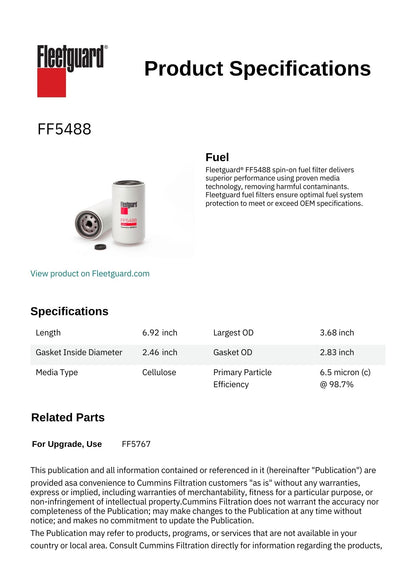 Fleetguard FF5488 Fuel Filter